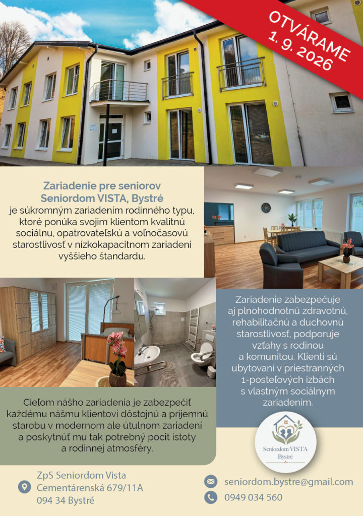 leták zariadenie pre seniorov Bystré